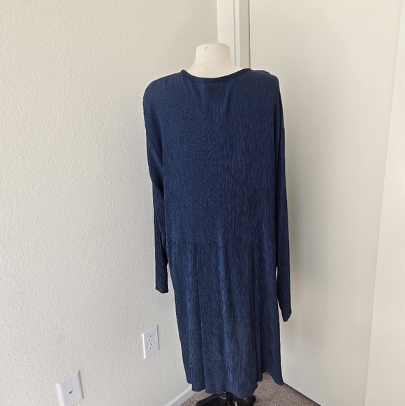 Flax By Jeanne Engelhart Lagenlook Long Sleeve Button Dress Navy size Large - Picture 5 of 15